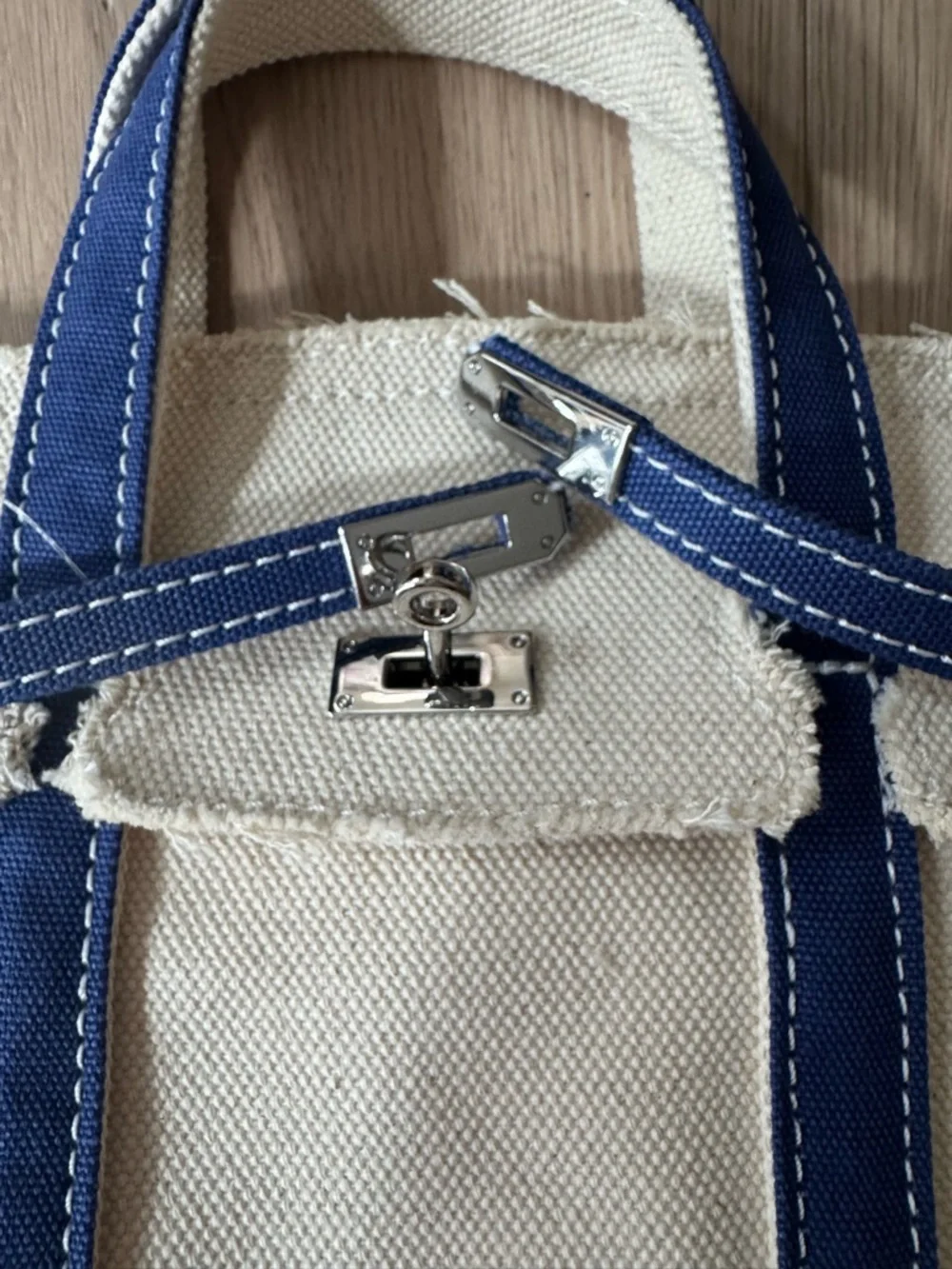 Mini “Boatkin” Canvas Tote with Navy Trim - Picture 6 of 12